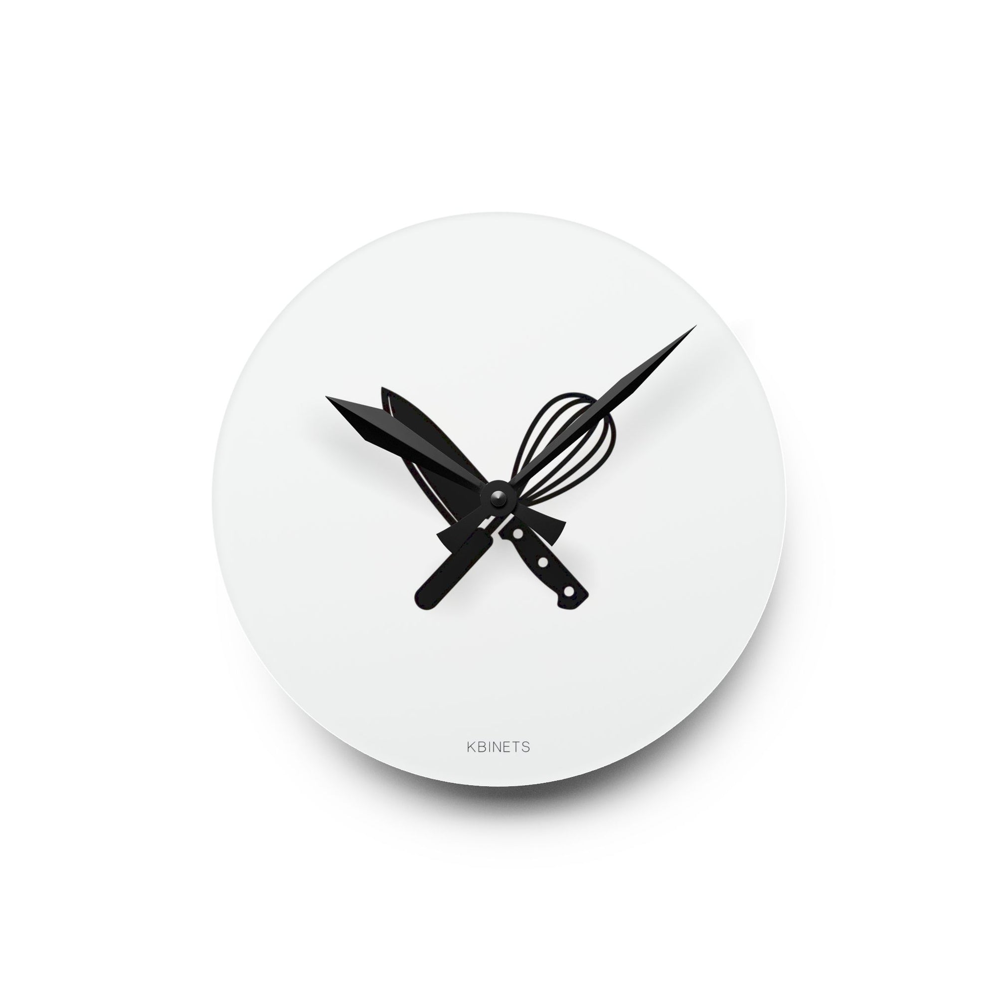 Kitchen Utensil Acrylic Wall Clock — Chef Knife & Whisk Modern Kitchen Clock