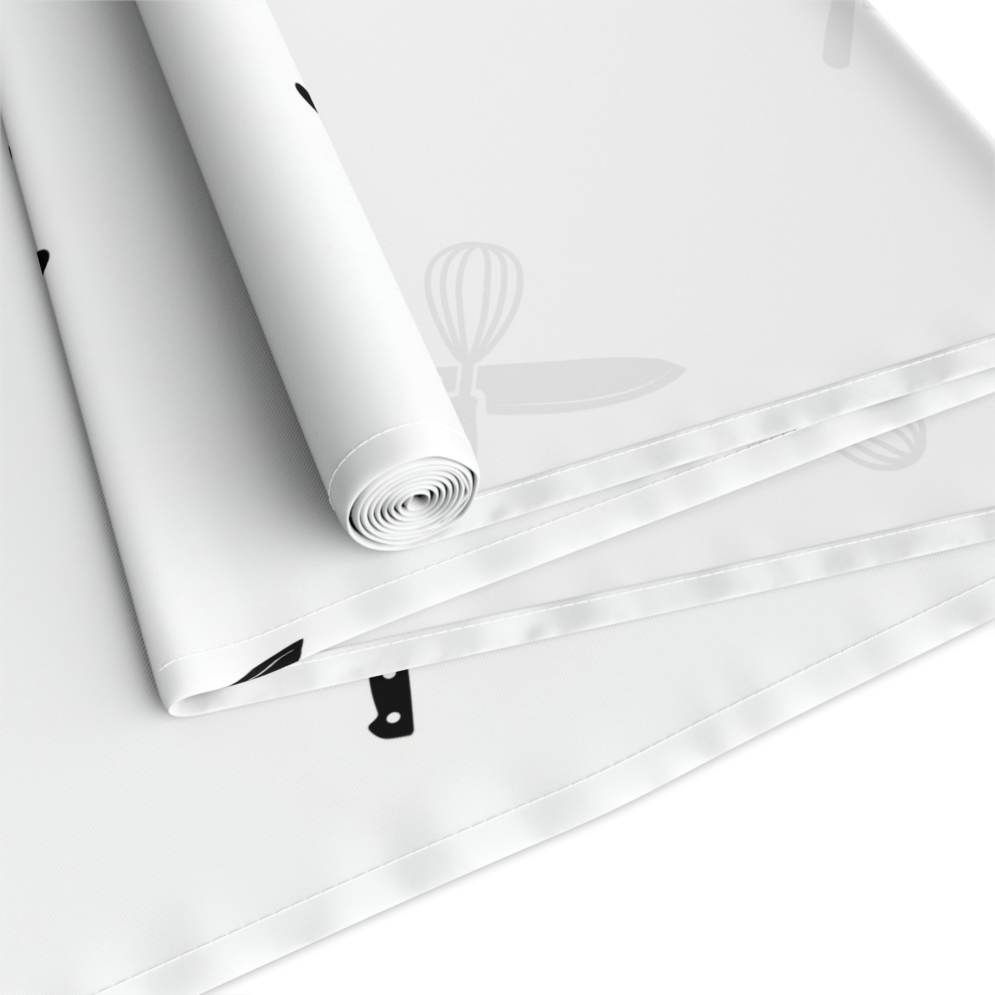 Minimalist Black Cutlery Pattern Table Runner — Modern Kitchen Dining Decor