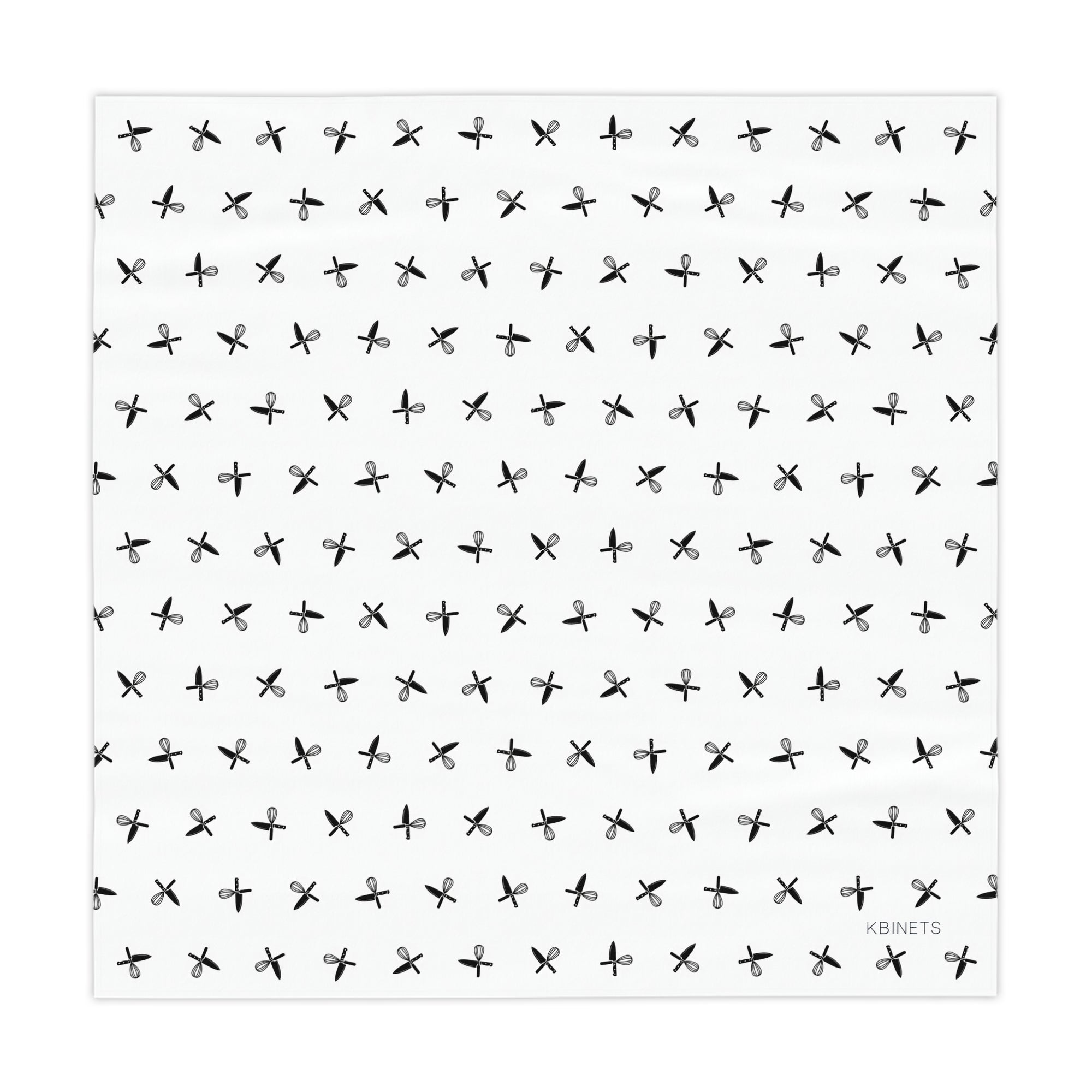 Minimal Black Bow Pattern Tablecloth — Modern Monochrome Dining Linen