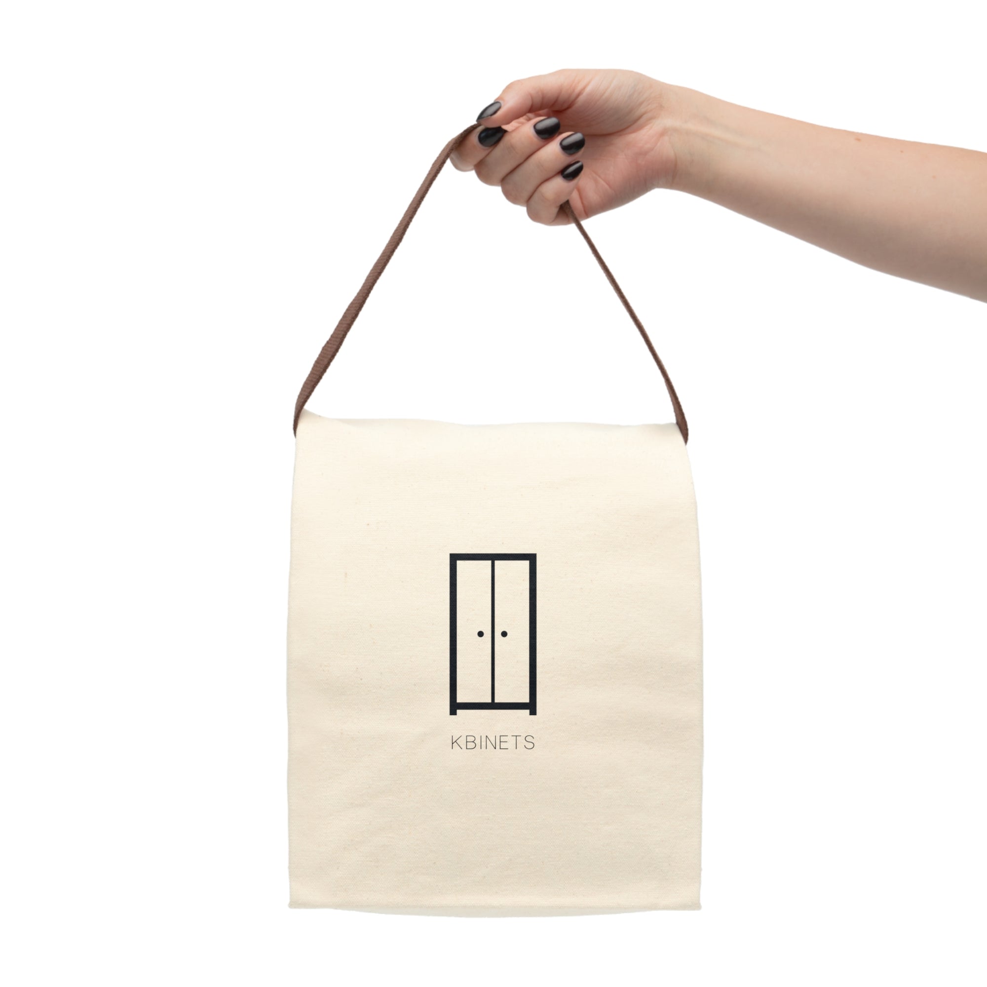Canvas Lunch Bag — Minimal Cabinet Logo, Insulated Strap Tote for Work & School