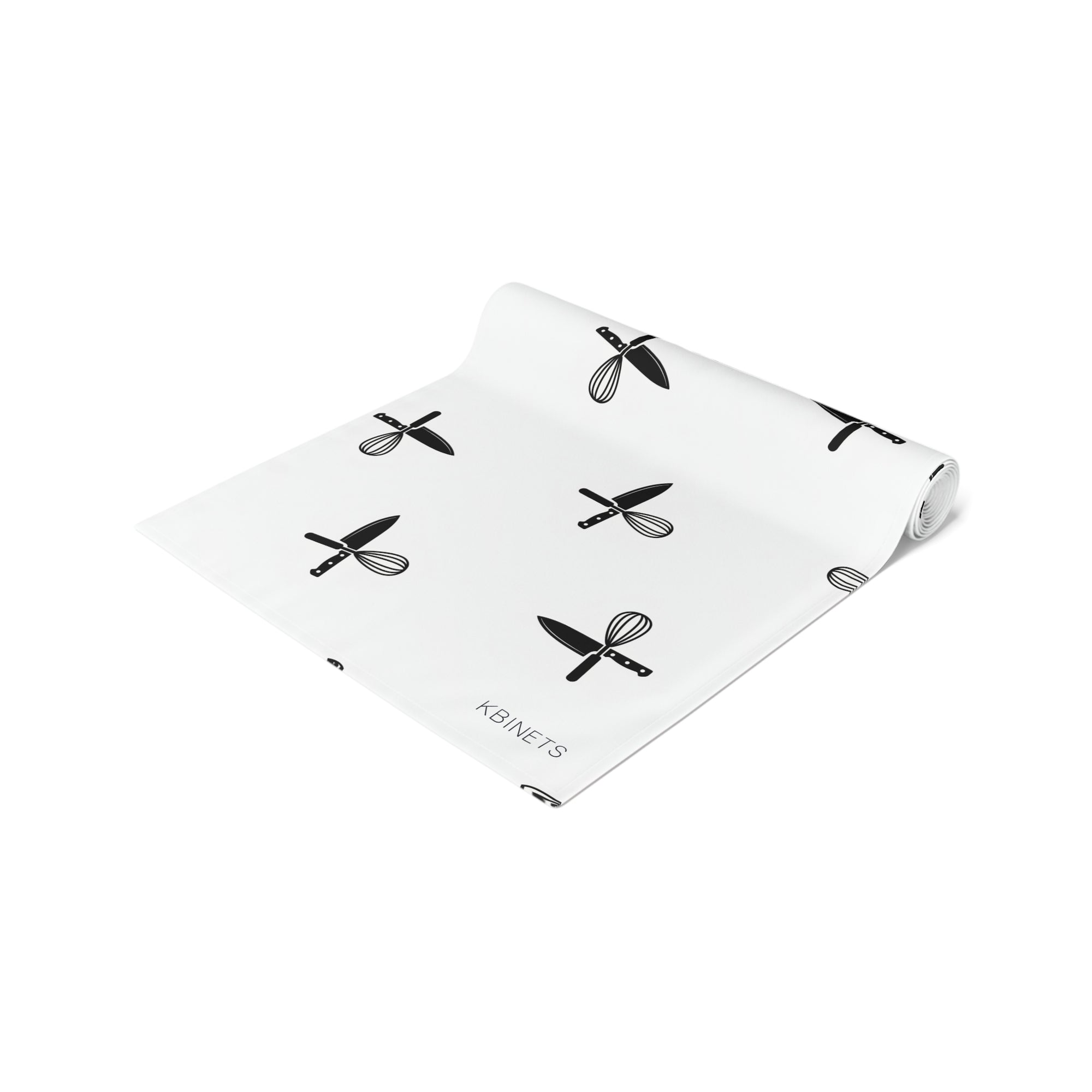 Minimalist Black Cutlery Pattern Table Runner — Modern Kitchen Dining Decor