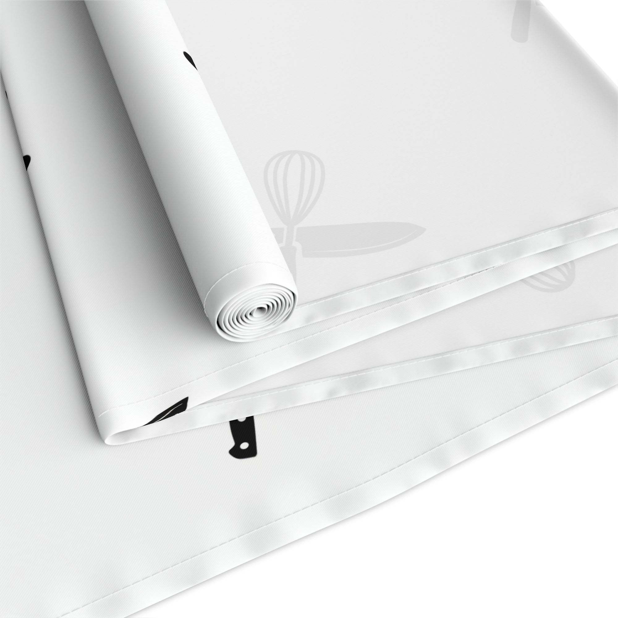 Minimalist Black Cutlery Pattern Table Runner — Modern Kitchen Dining Decor