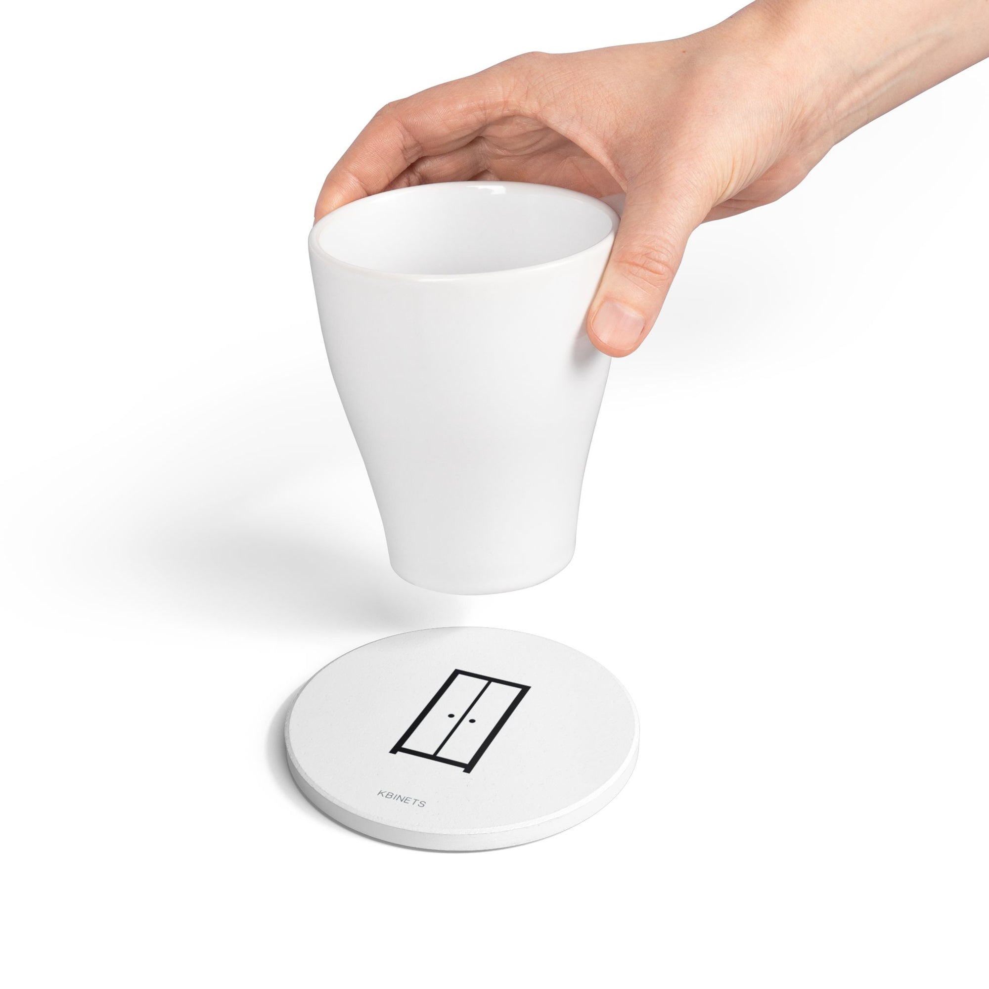 Minimal Wardrobe Icon Ceramic Coaster — 'KBINETS' Closet Design