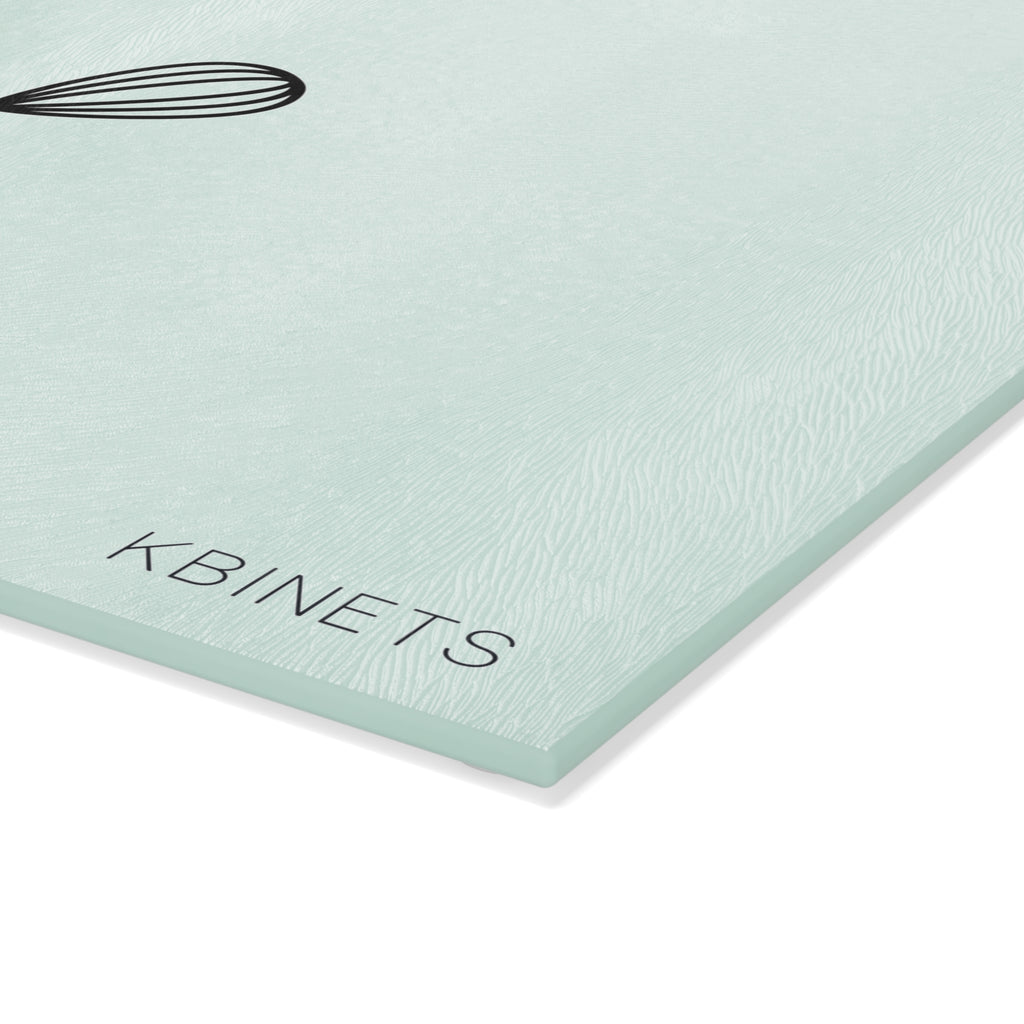 Chef Knife & Whisk Glass Cutting Board — Mint Kitchen Prep Board