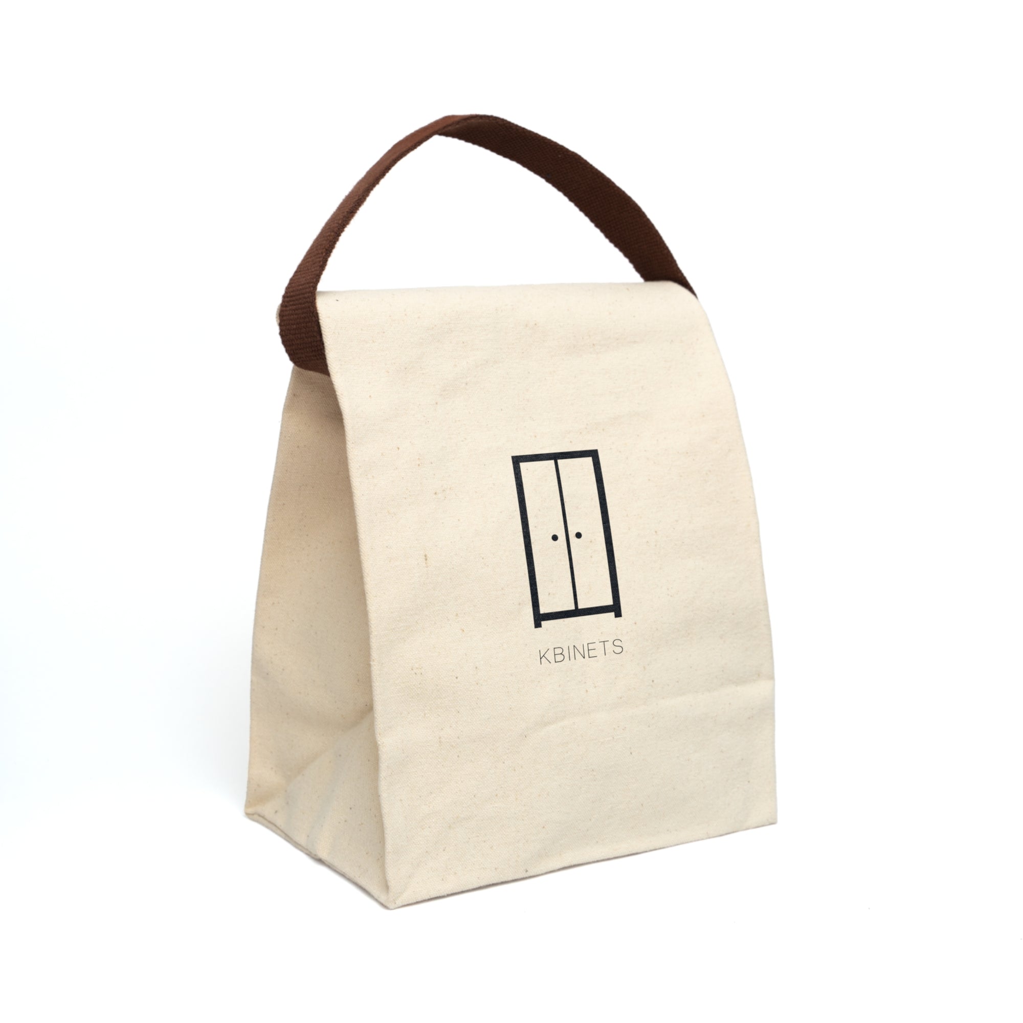 Canvas Lunch Bag — Minimal Cabinet Logo, Insulated Strap Tote for Work & School