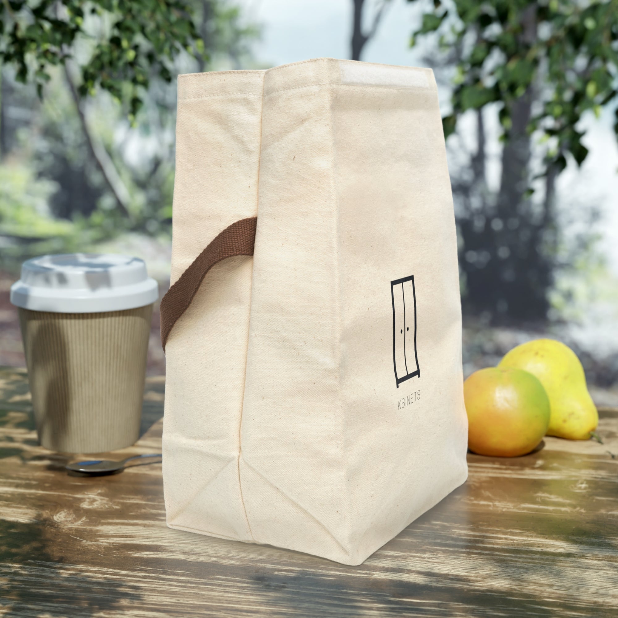 Canvas Lunch Bag — Minimal Cabinet Logo, Insulated Strap Tote for Work & School