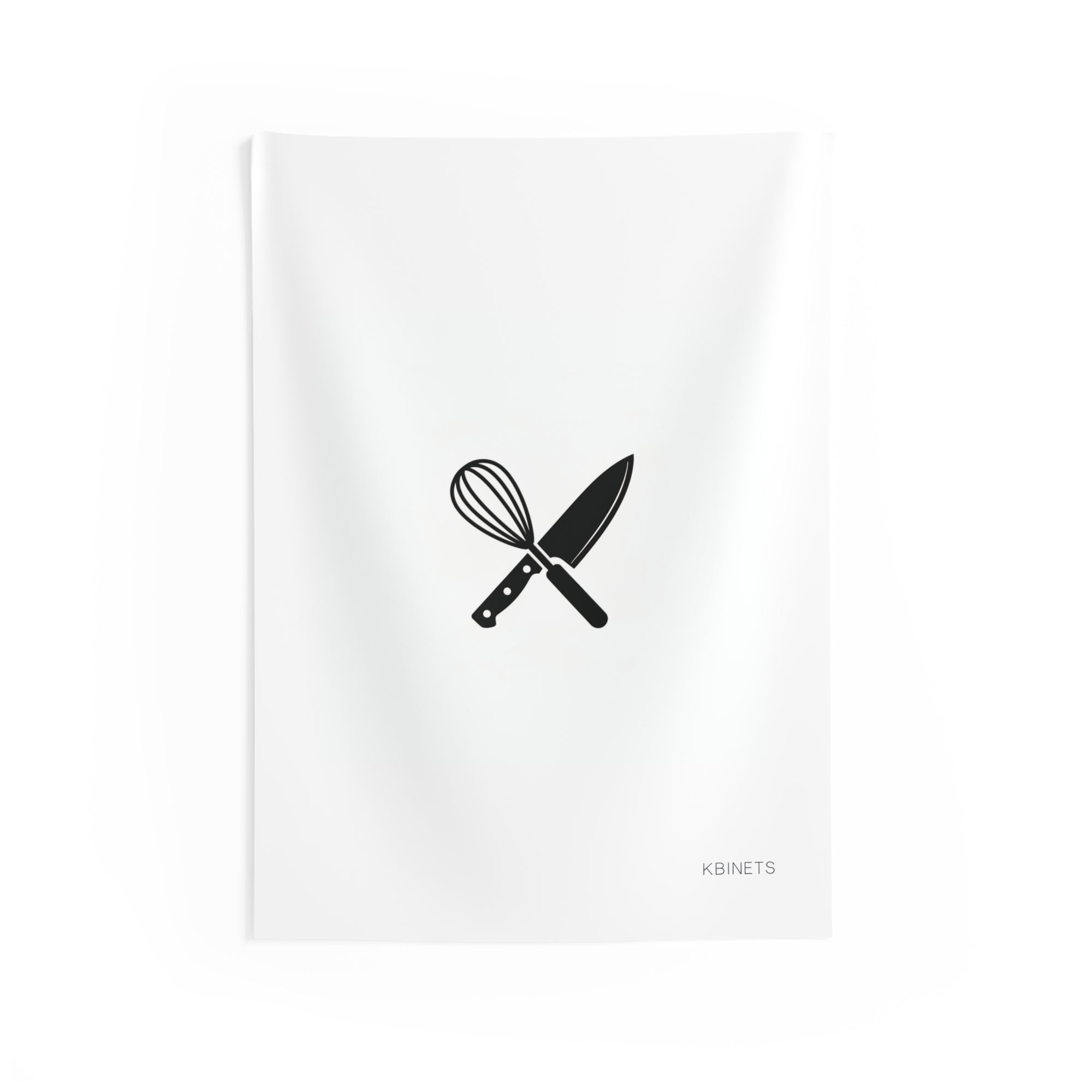 Kitchen Tapestry — Whisk & Chef Knife Minimalist Wall Art